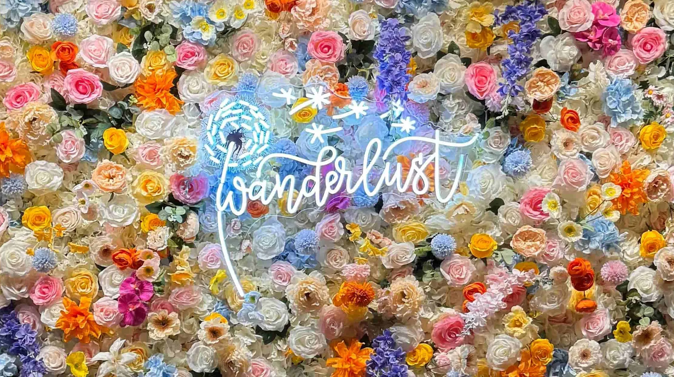 Flower wall backdrop at Wanderlust Las Vegas